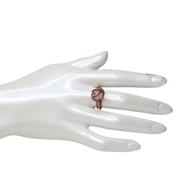 Handmade Copper Wire Wrapped Clear Quartz Crystal Ring - Boho Gemstone Jewelry - Picture 3 of 10